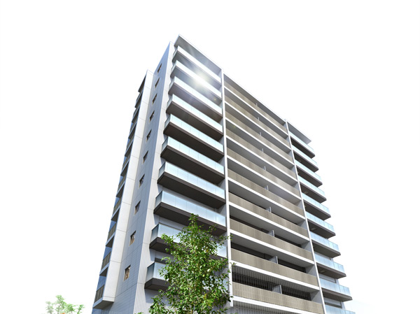 Buildings and facilities. Design each other sound and this town, House to draw a new landscape as in front of the station symbol. Appropriate in front of the station be reborn, Symbolic appearance that you configured in shades of white and brown. The feet of the house that open-minded view spreads, It has undergone a planting rich outside 構計 image in harmony with the surrounding green road. Live looking for a pleasant apartment of the way to people who use the family and the station. (Exterior view)