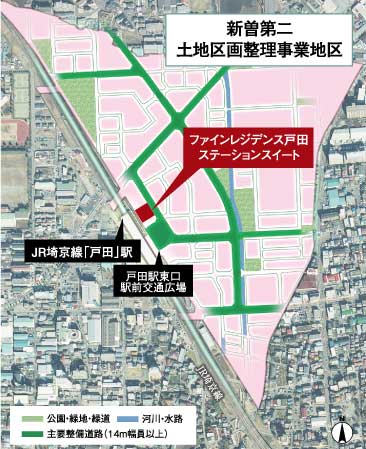 Surrounding environment. Full of green, Gathering is convenience, Town which is now easier to more and more to live. Both the city of Toda stare a living will be the stage for a new life future now. In Nizo second land readjustment project, In the area reborn to the city of moisture and vibrant. (Nizo second land readjustment business district image illustrations ※ Listings concept illustration fact a somewhat different in those drawn on the basis of the drawings of the planning stage of the Toda city planning business Nizo second land readjustment business as of December 2013. Scheduled to be completed March 31, 2018)