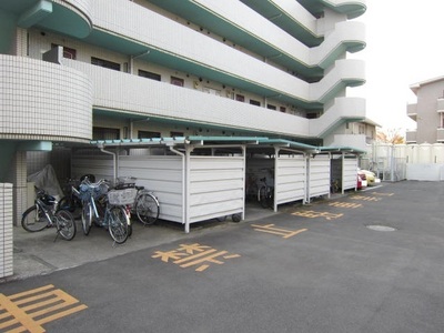 Parking lot. On-site bicycle parking lot