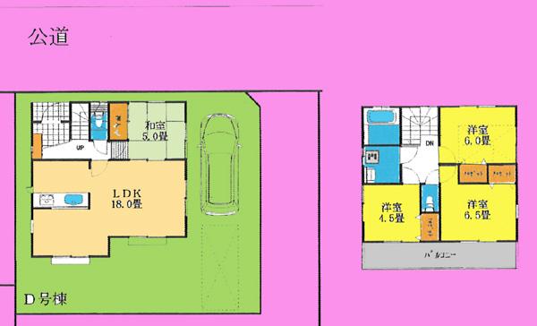 Floor plan. (D section), Price 33,800,000 yen, 4LDK, Land area 120 sq m , Building area 94.39 sq m
