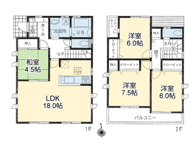 Floor plan. (1 Building), Price 26,800,000 yen, 4LDK, Land area 129.37 sq m , Building area 102.68 sq m