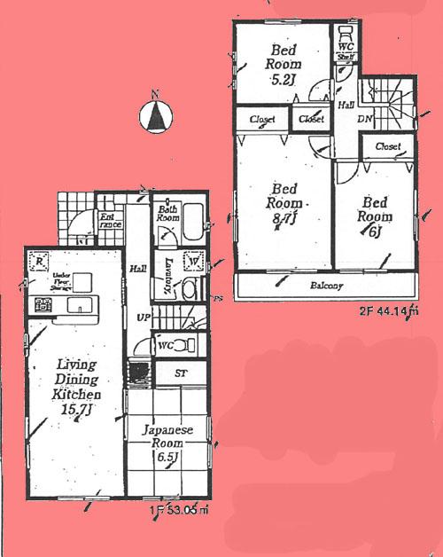 Floor plan. (1 Building), Price 28.8 million yen, 4LDK, Land area 111.81 sq m , Building area 97.19 sq m