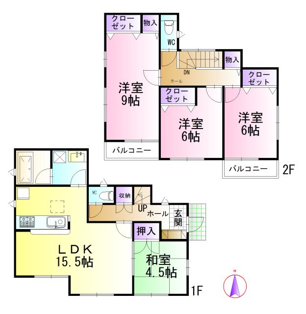 Floor plan. (Building 2), Price 25,800,000 yen, 4LDK, Land area 137.97 sq m , Building area 97.2 sq m
