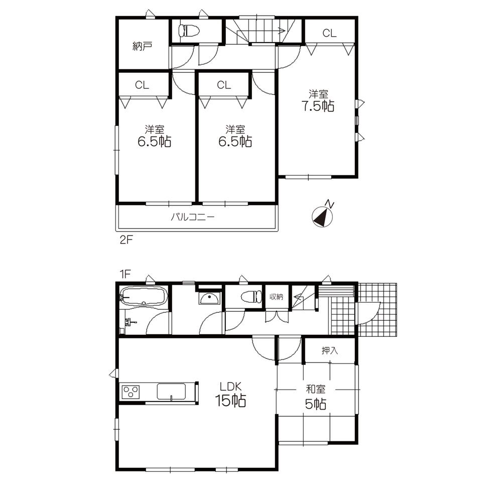 Floor plan. (1 Building), Price 34,800,000 yen, 4LDK, Land area 162.73 sq m , Building area 96.79 sq m