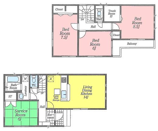 Floor plan. 27,800,000 yen, 4LDK, Land area 108.49 sq m , Building area 98.01 sq m floor plan