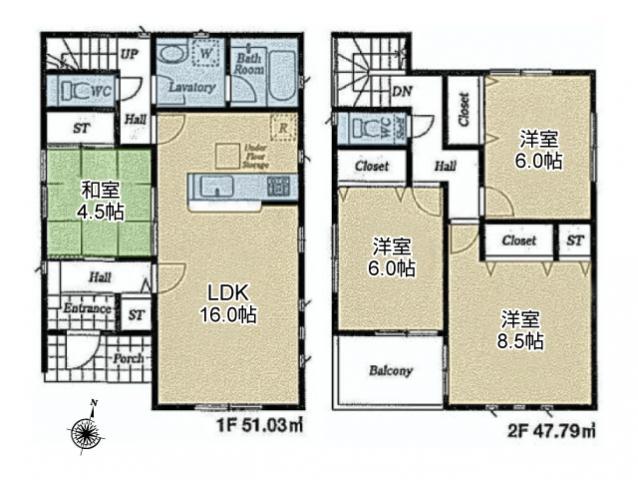 Floor plan. (1 Building), Price 31,800,000 yen, 4LDK, Land area 133.5 sq m , Building area 98.82 sq m