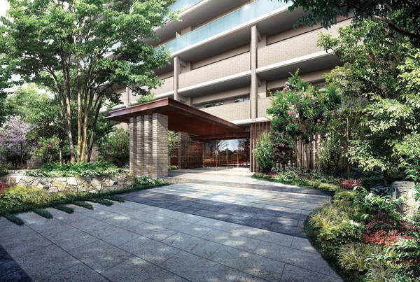 Entrance Rendering / Which it was drawn based on drawing planning stage, In fact a slightly different. In addition etc. concerning the appearance of the equipment, It has been omitted on the representation. still, Planting does not indicate a particular season, It does not grow to about Rendering at the time of completion.