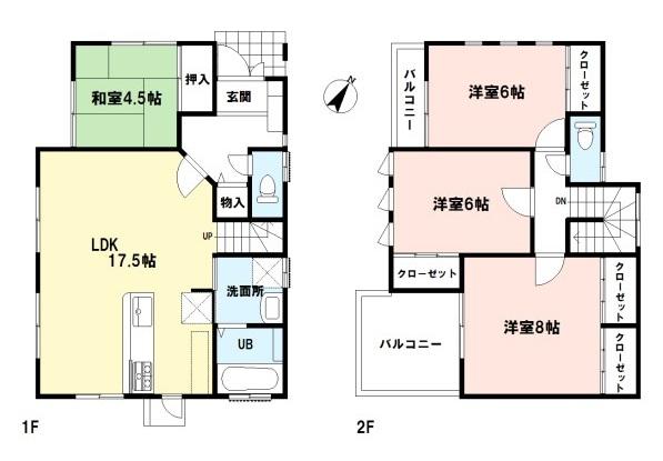 Floor plan. 29,800,000 yen, 4LDK, Land area 150.99 sq m , Building area 101.02 sq m building area 101.02 sq m Zenshitsuminami facing dihedral balcony - bright dwelling. Space of Sunny bathed in bright light from the south.
