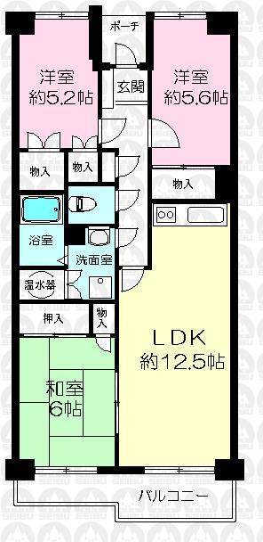 Floor plan. 3LDK, Price 16.8 million yen, Footprint 69.2 sq m , Balcony area 6.09 sq m