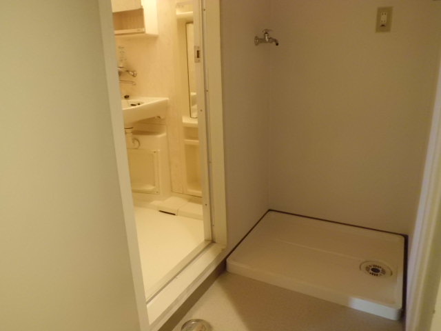 Other room space. Washing machine storage are located next to the bath