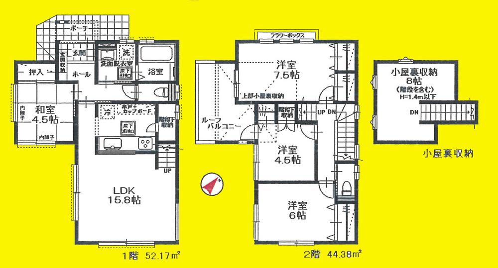 Floor plan. 34,800,000 yen, 4LDK, Land area 114.77 sq m , Building area 96.55 sq m