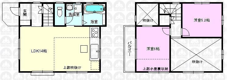 Floor plan. 23.8 million yen, 2LDK, Land area 74.05 sq m , Building area 58.25 sq m floor plan
