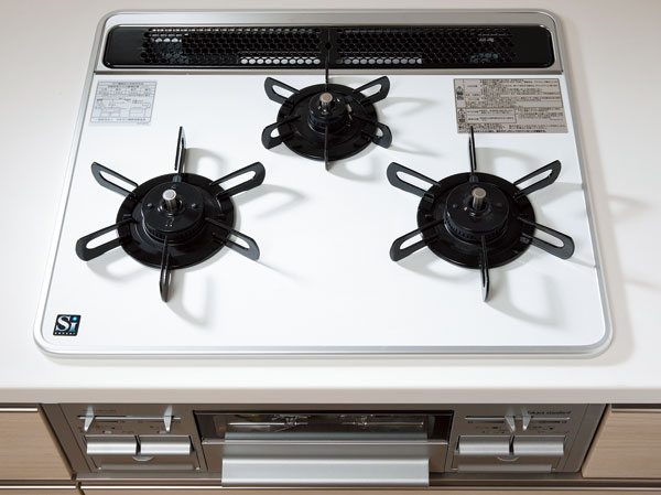 Kitchen.  [Hyper-glass coat top] Simple adopt a hyper-glass coat the top of the beautifully care. Grill, It is without water grill burning without the use of water.