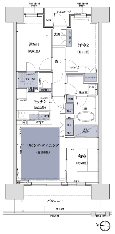Floor: 3LDK + WIC, the occupied area: 70 sq m