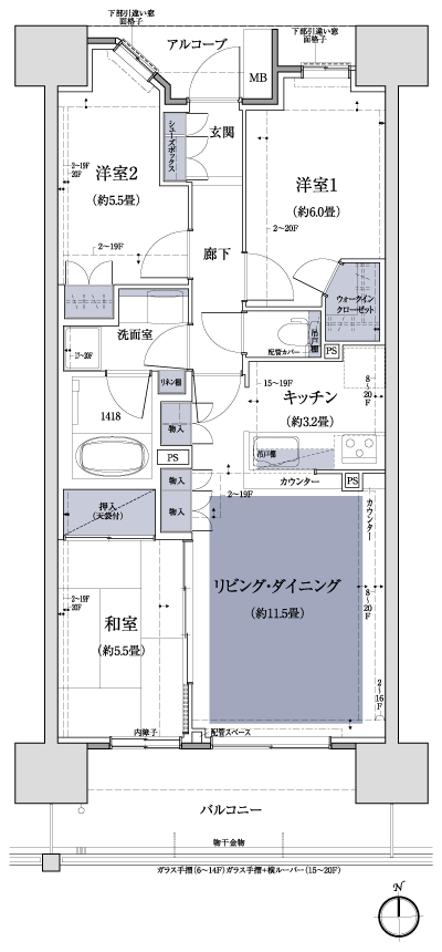 Floor: 3LDK + WIC, the occupied area: 70.98 sq m