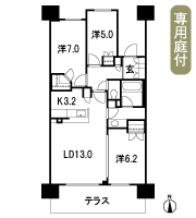 Floor: 3LDK + WIC, the area occupied: 75.3 sq m