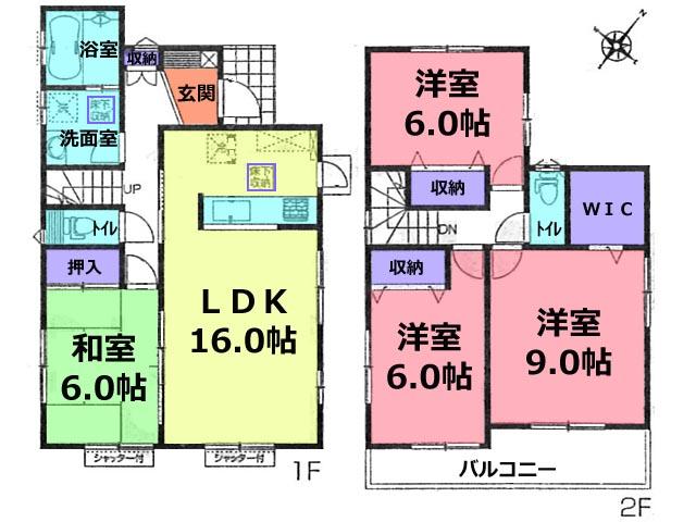 Floor plan. (6 Building), Price 27.5 million yen, 4LDK, Land area 172.34 sq m , Building area 104.33 sq m