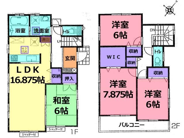 Floor plan. (7 Building), Price 28,300,000 yen, 4LDK, Land area 172.58 sq m , Building area 107.02 sq m