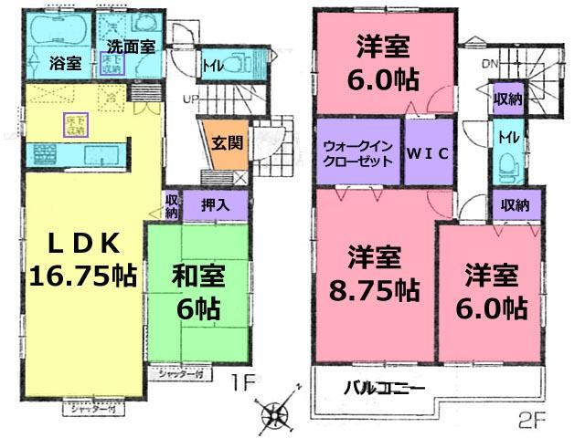 Floor plan. (9 Building), Price 28,300,000 yen, 4LDK, Land area 172.59 sq m , Building area 107.23 sq m
