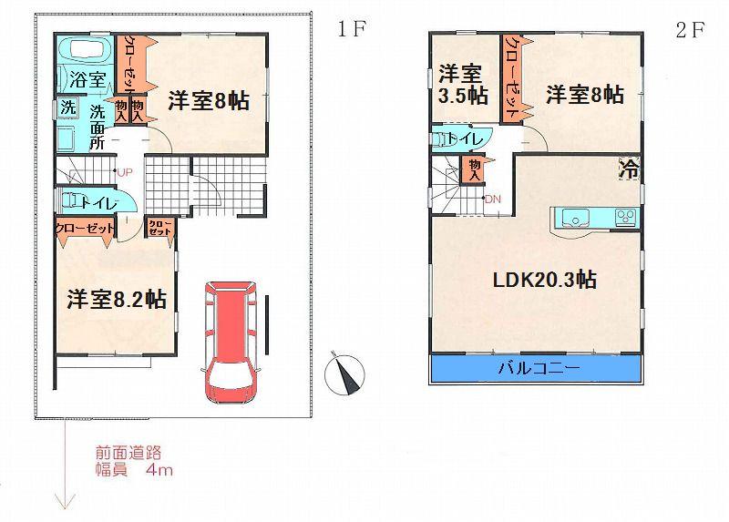 Floor plan. 23.8 million yen, 4LDK, Land area 100 sq m , Building area 118.29 sq m