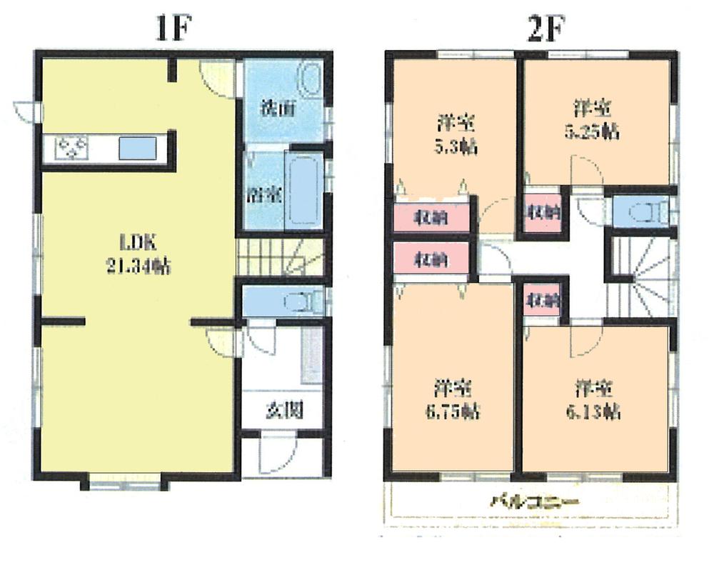 Floor plan. (4 Building), Price 26,900,000 yen, 4LDK, Land area 135.05 sq m , Building area 100.61 sq m