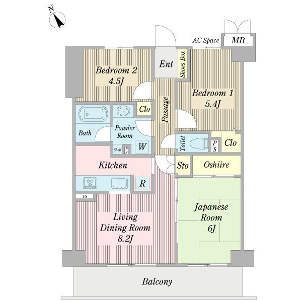 Floor plan. 3LDK, Price 16,900,000 yen, Footprint 60.3 sq m , Balcony area 9.38 sq m
