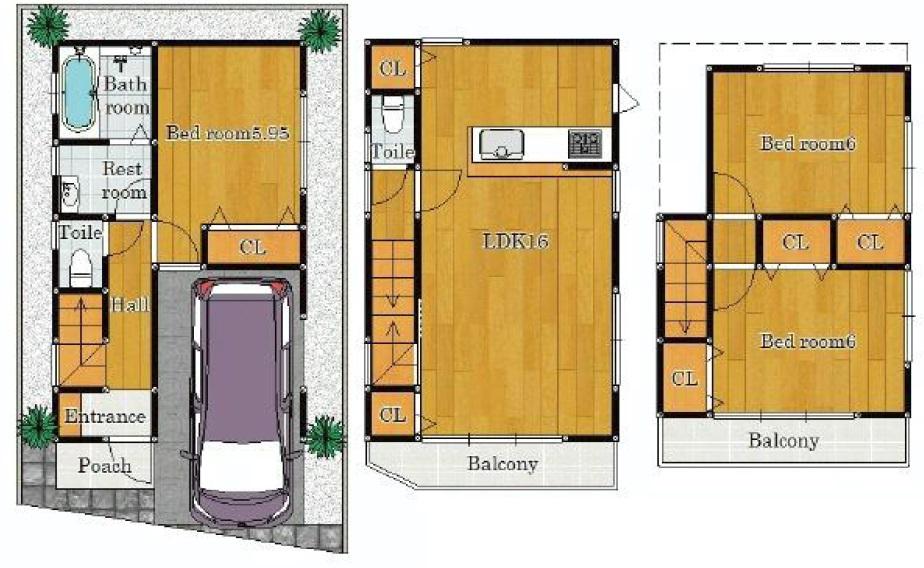 Floor plan. 32,800,000 yen, 3LDK, Land area 57.5 sq m , Building area 95.21 sq m floor plan