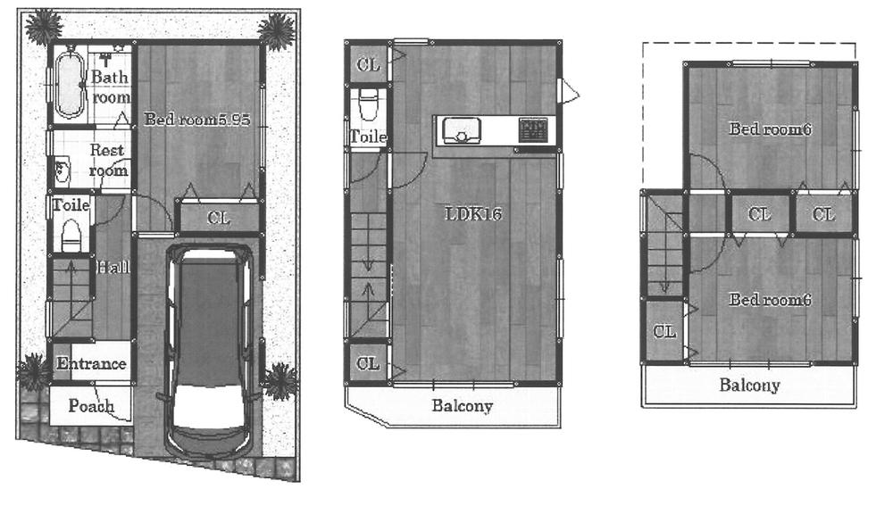 Floor plan. 32,800,000 yen, 3LDK, Land area 57.55 sq m , Building area 95.21 sq m