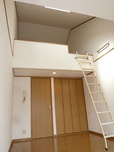 Living and room. Room with a ceiling high sense of openness