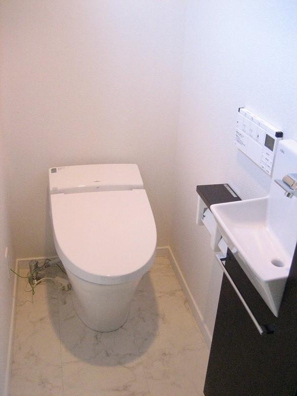 Toilet. Hand wash with a tankless toilet