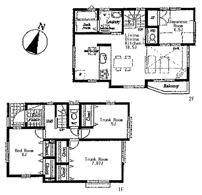 Floor plan. (Building 2), Price 43,800,000 yen, 4LDK, Land area 100.28 sq m , Building area 96.18 sq m