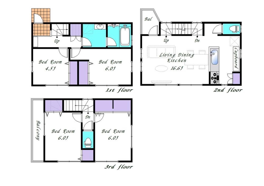 Floor plan. (B Building), Price 34,800,000 yen, 4LDK, Land area 70.62 sq m , Building area 91.93 sq m