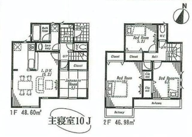 Floor plan. (1 Building), Price 42,800,000 yen, 4LDK, Land area 100.09 sq m , Building area 95.58 sq m