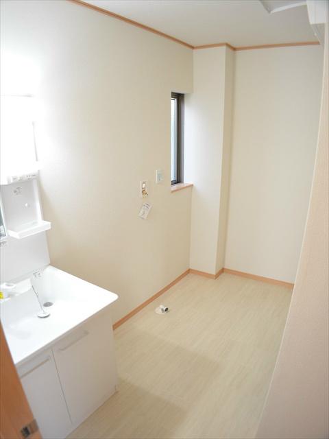 Wash basin, toilet. Spacious wash room