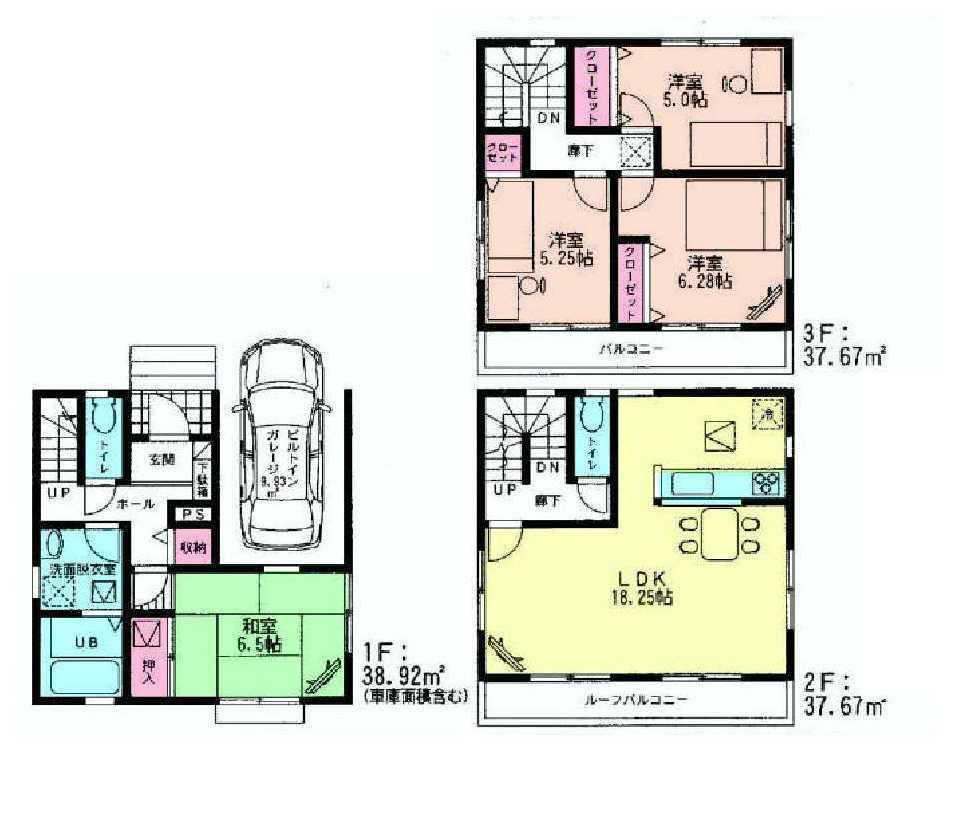 Floor plan. 33,800,000 yen, 4LDK, Land area 87.13 sq m , Building area 114.26 sq m ☆ 4LDK ☆