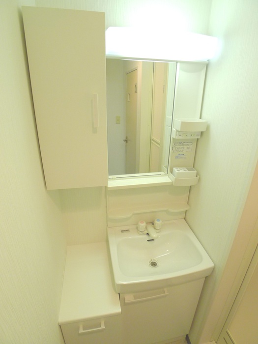 Washroom. Storage rich washbasin!