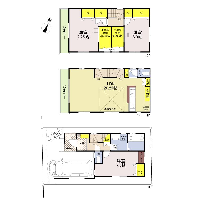 Floor plan. (1 Building), Price 39,820,000 yen, 3LDK, Land area 70 sq m , Building area 108.54 sq m