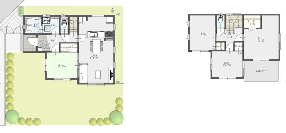 Building plan example (floor plan). Building plan example Building price 16.4 million yen, Building area 96.05 sq m