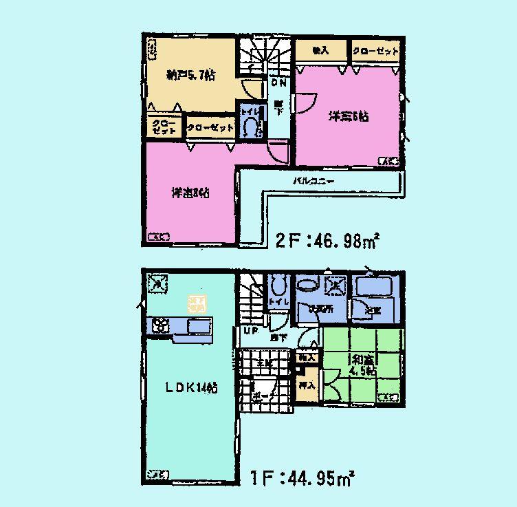 Floor plan. (Building 2), Price 26,800,000 yen, 3LDK+S, Land area 100.47 sq m , Building area 91.93 sq m