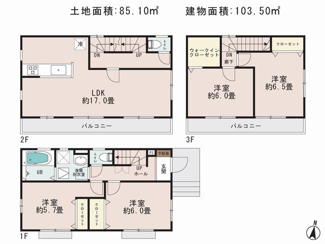 Floor plan. 25,800,000 yen, 4LDK, Land area 85.1 sq m , Building area 103.5 sq m floor plan