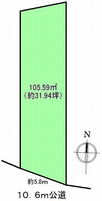 Compartment figure. Land price 14.8 million yen, Land area 105.59 sq m