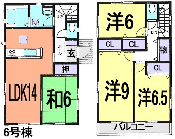 Floor plan. (6 Building), Price 23.8 million yen, 4LDK, Land area 111.31 sq m , Building area 99.36 sq m