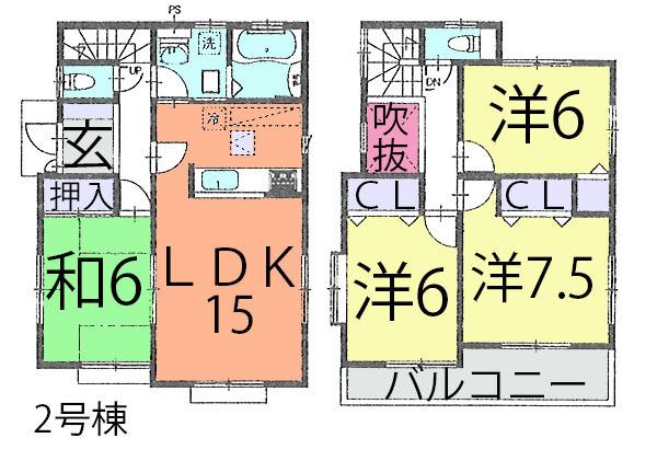 Floor plan. (Building 2), Price 25,800,000 yen, 4LDK, Land area 143.8 sq m , Building area 96.05 sq m
