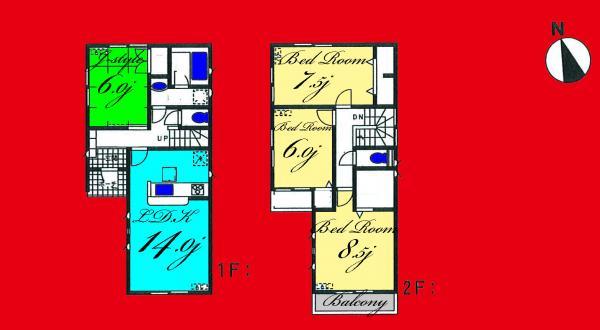 Floor plan. 27,800,000 yen, 4LDK, Land area 100.05 sq m , Building area 98.01 sq m