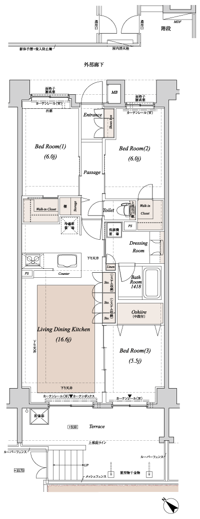 Floor: 3LDK + 2WIC, the area occupied: 77.7 sq m