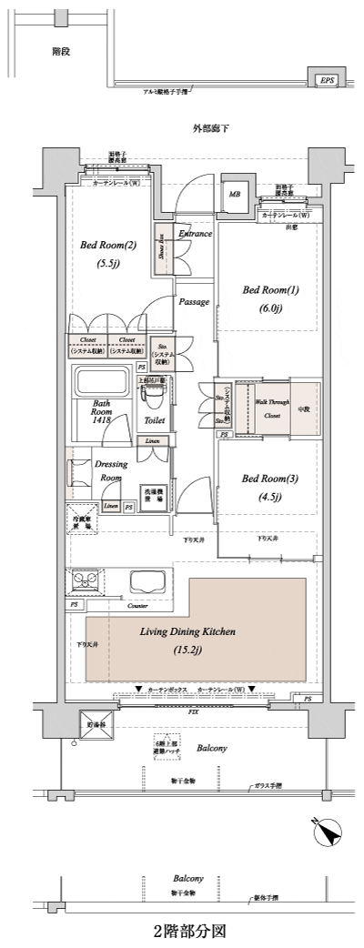 Floor: 3LDK + WTC, the occupied area: 72.81 sq m