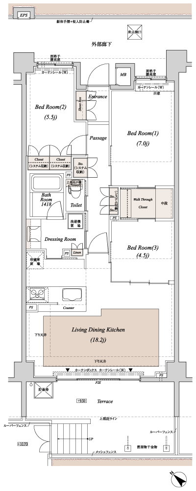 Floor: 3LDK + WTC, the occupied area: 79.83 sq m
