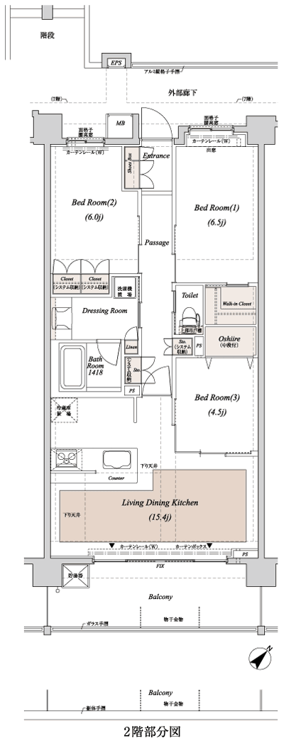 Floor: 3LDK + WIC, the occupied area: 75.89 sq m