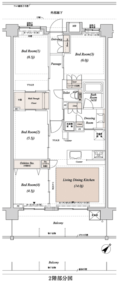 Floor: 4LDK + WTC, the occupied area: 82.12 sq m