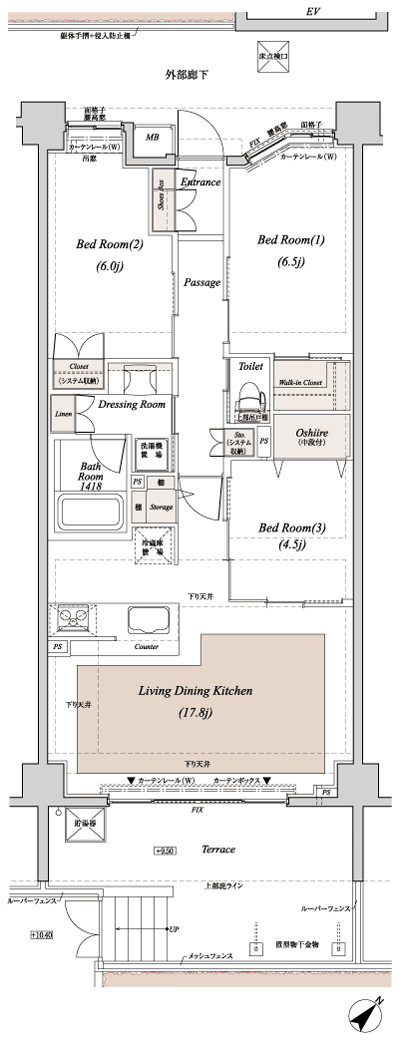 Floor: 3LDK + WIC, the occupied area: 77.52 sq m